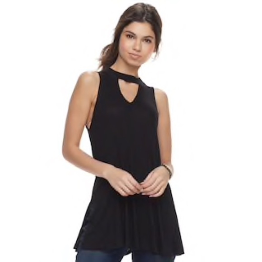 Black Choker Neck Sleeveless Blouse